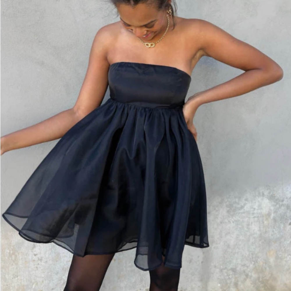 Black mini babydoll dress size M LIKE NEW